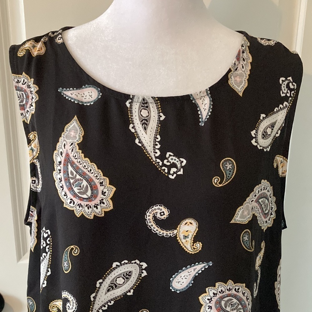 LOFT Outlet large petite blouse sleeveless paisley brown - Picture 5 of 10